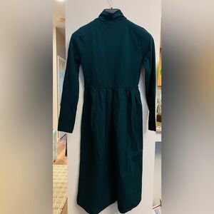 Zara Dark Green Long Sleeve Gathered Waist Dress